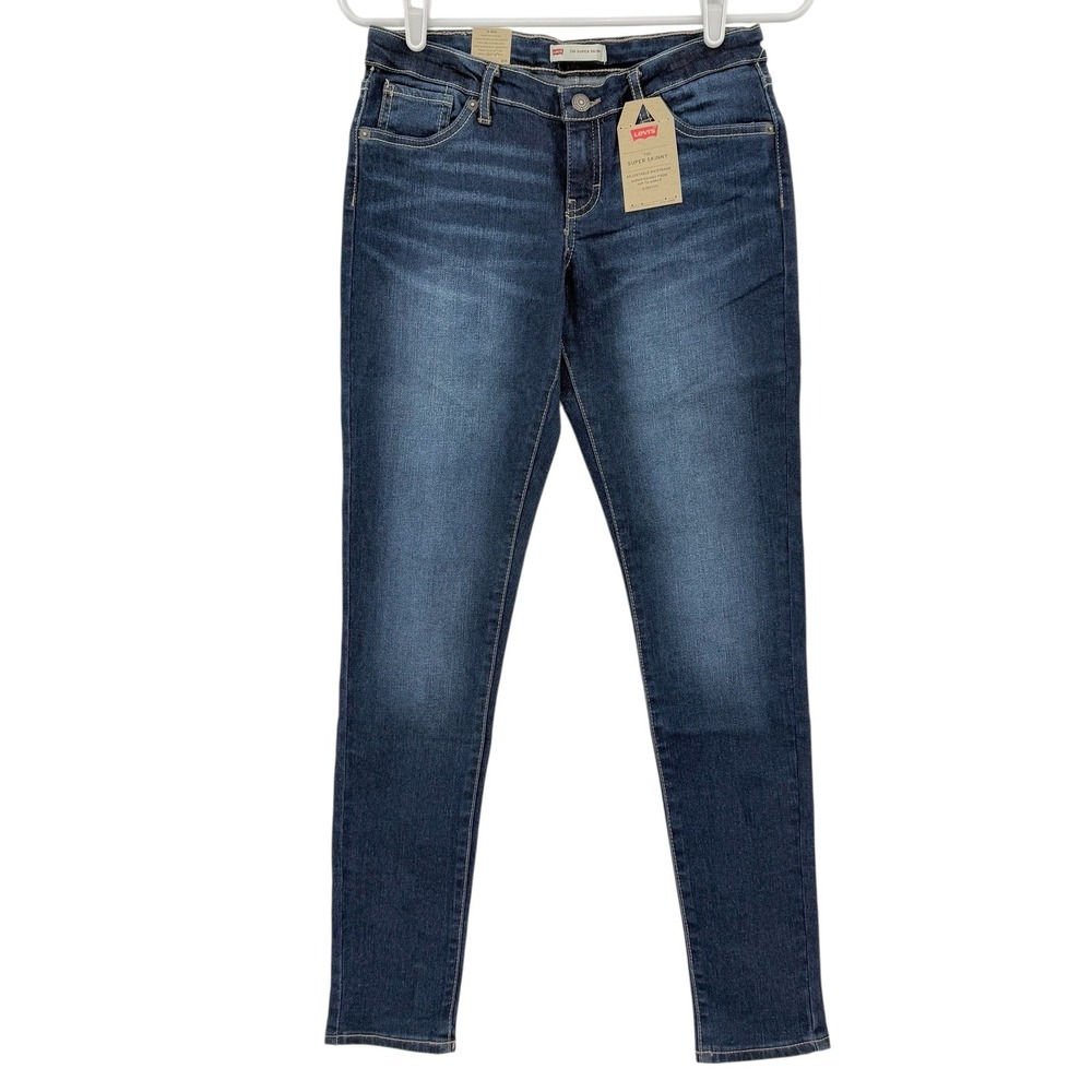 Levis 710 Girls Stretch Super Skinny Jeans Size 16 Reg Navy Adjustable Waist NWT